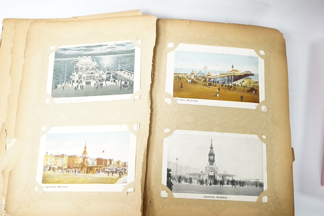 An album of Victorian and Edwardian Brighton topographical postcards. Condition - poor